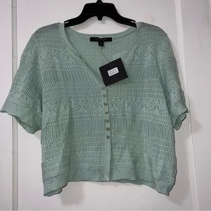 NWT Cropped Crotchet/Mesh Style Top with Faux Buttons